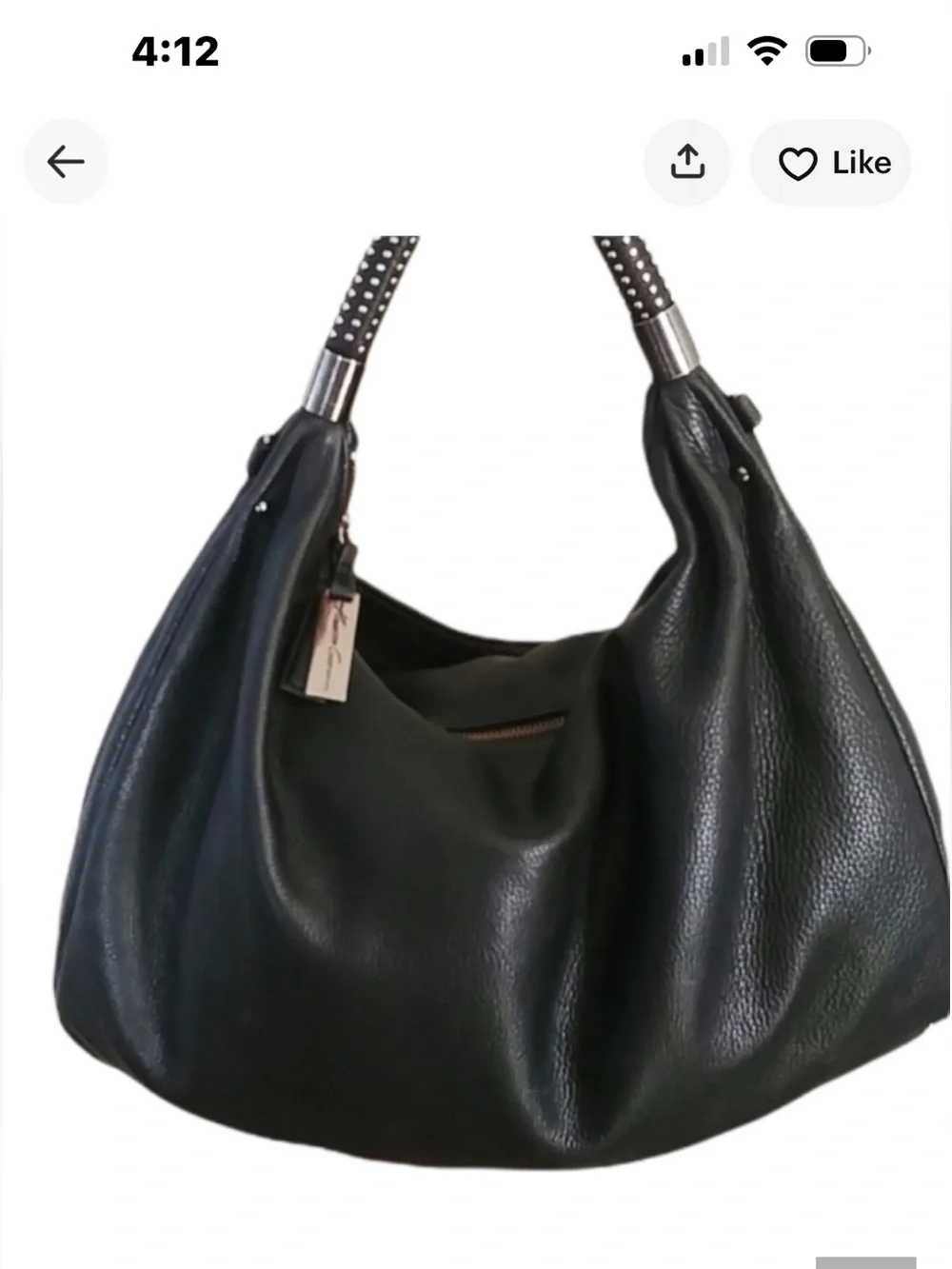 Kenneth Cole New York Black pebble Leather Hobo Style Handbag